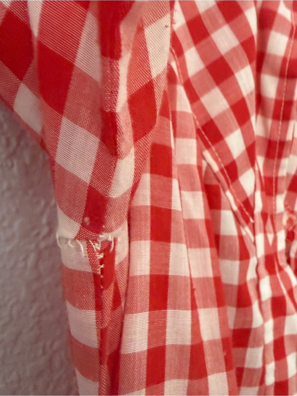 Vintage 1970s Red Gingham A line Shift Dress - Picture 11 of 14